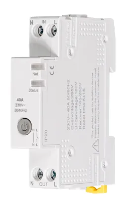 WiFi switch 1P 6A-40A 90-250V With battery monitoring, overcurrent protection, overvoltage protection, and low voltage protection.
